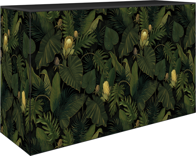 Art Series Service Bar Counter - Jungle Green - Black Top - 60 x 180 x 110cm H